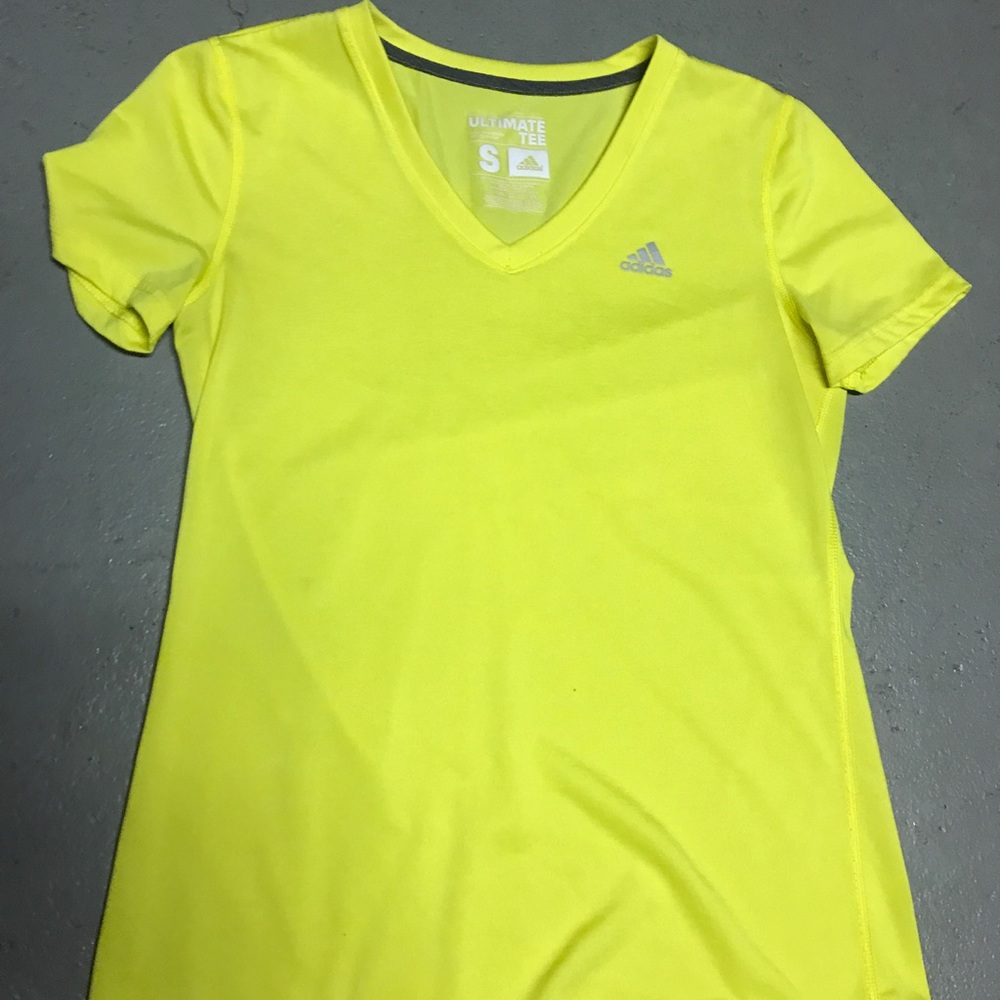 Neon yellow V neck Adidas shirt